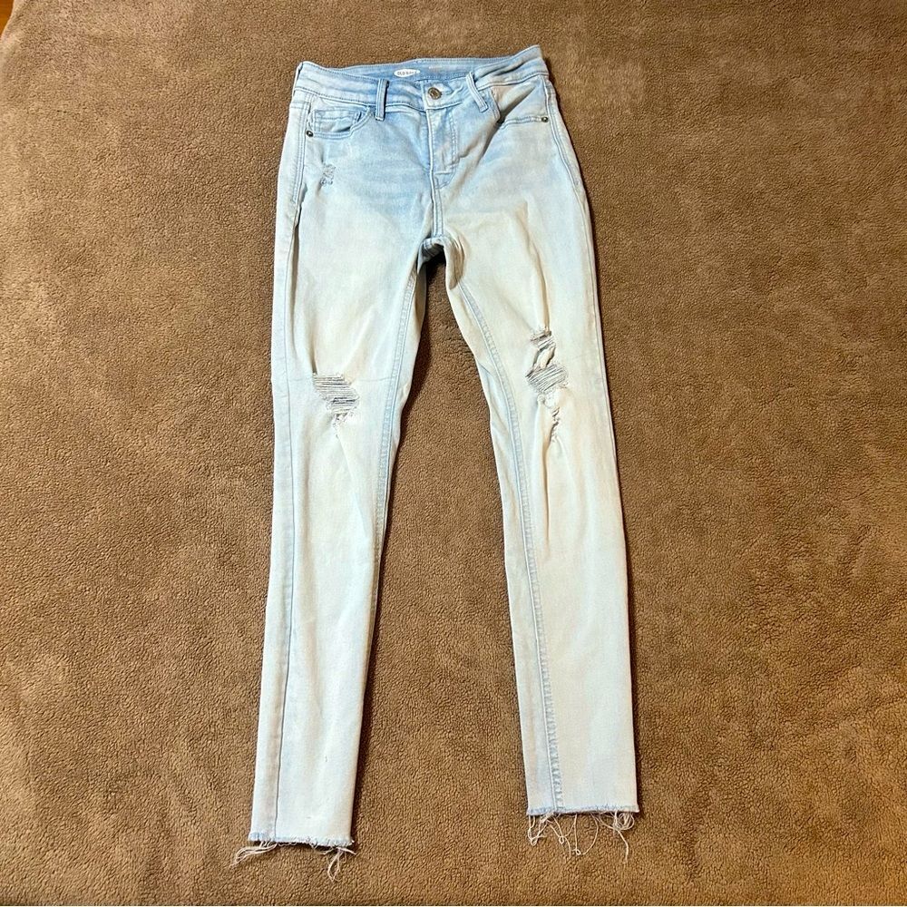 Old Navy Rockstar Super Skinny High Rise Distressed Stonewashed Jeans Sz 2